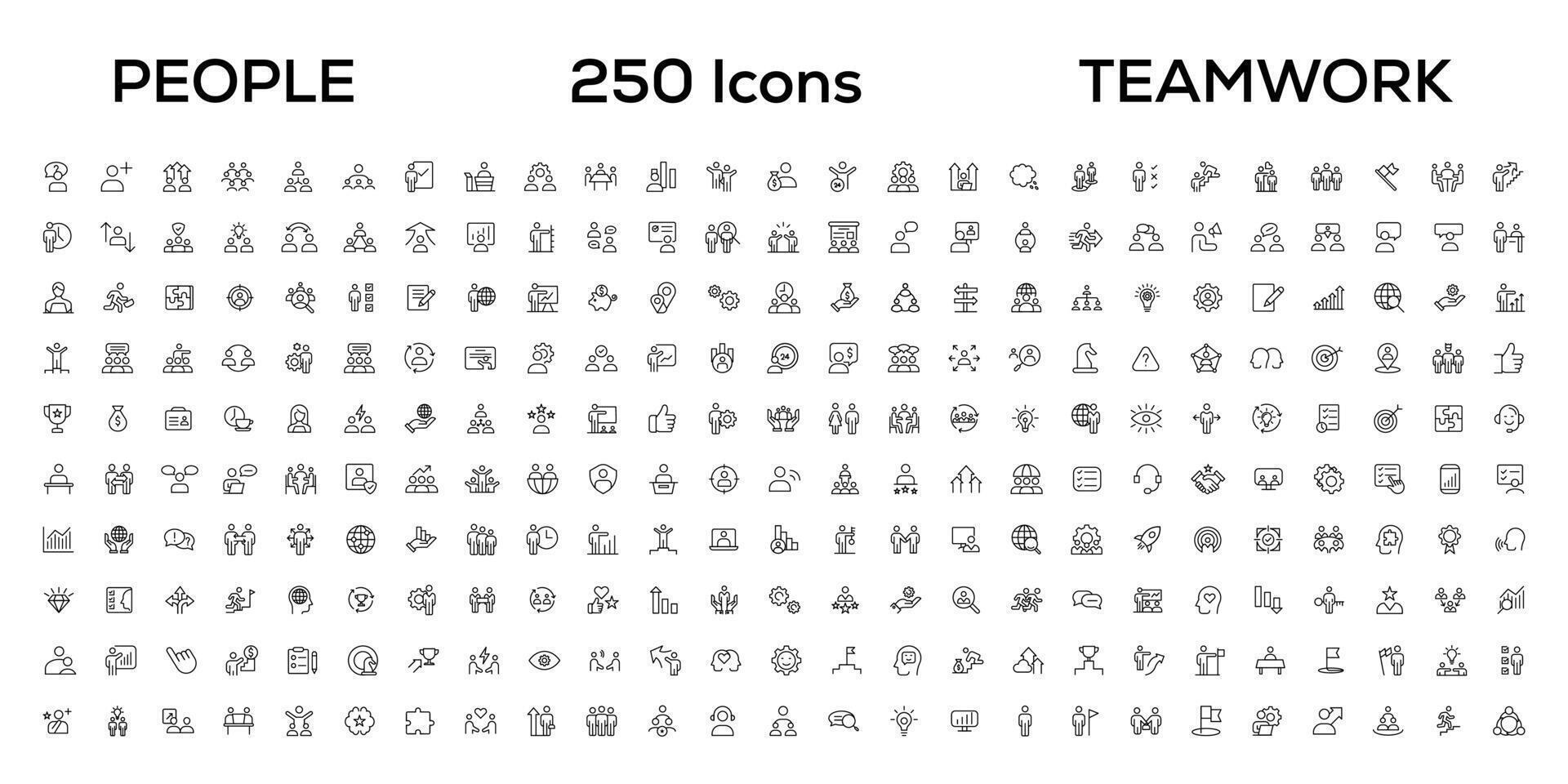 Menschen und Zusammenarbeit Linie Symbole Sammlung. groß Symbol einstellen im ein eben Design. dünn Gliederung Symbole Pack vektor