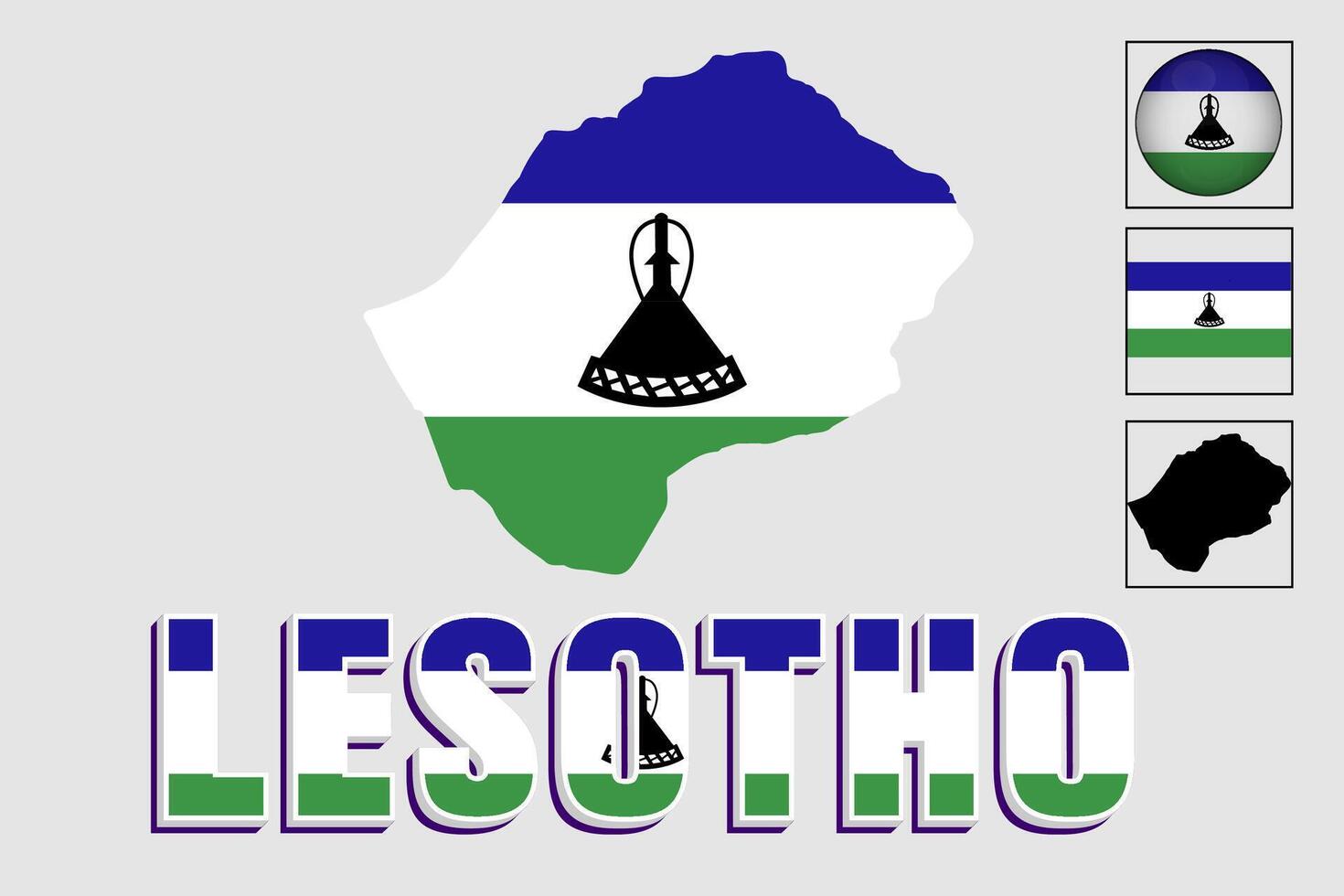 lesotho Karta och flagga i vektor illustration