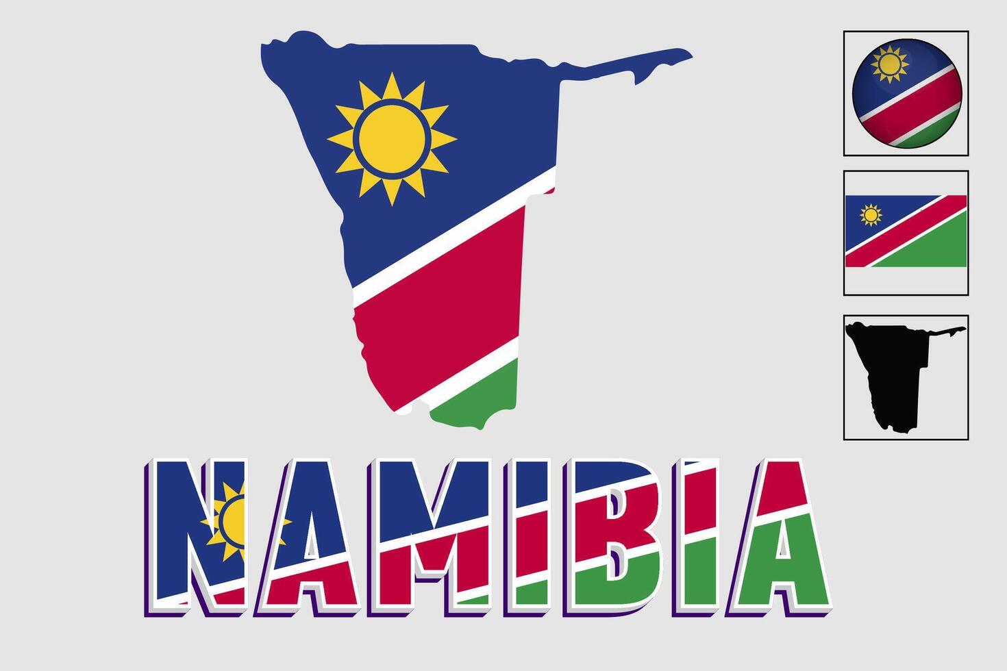 namibia flagga och Karta i en vektor grafisk