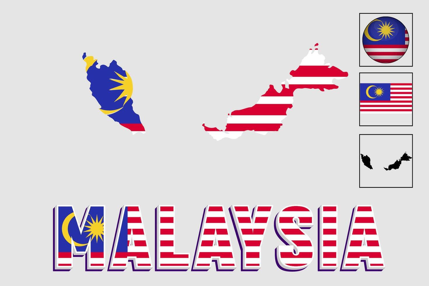 malaysia Karta och flagga i vektor illustration