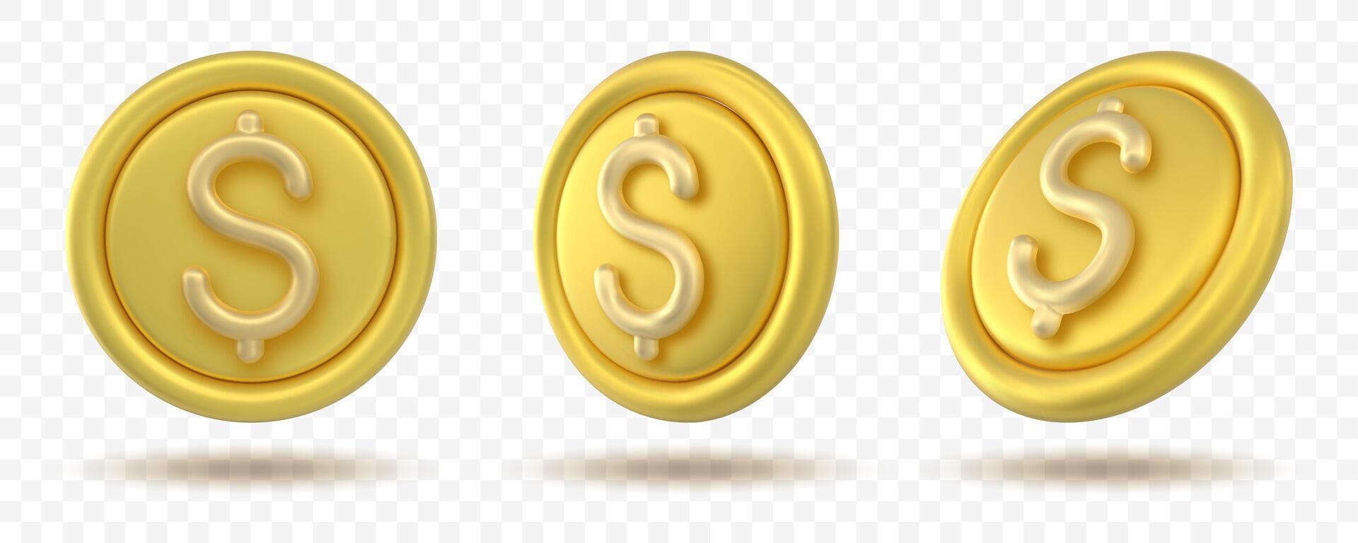3d Zeichen Münze Symbole Vektor