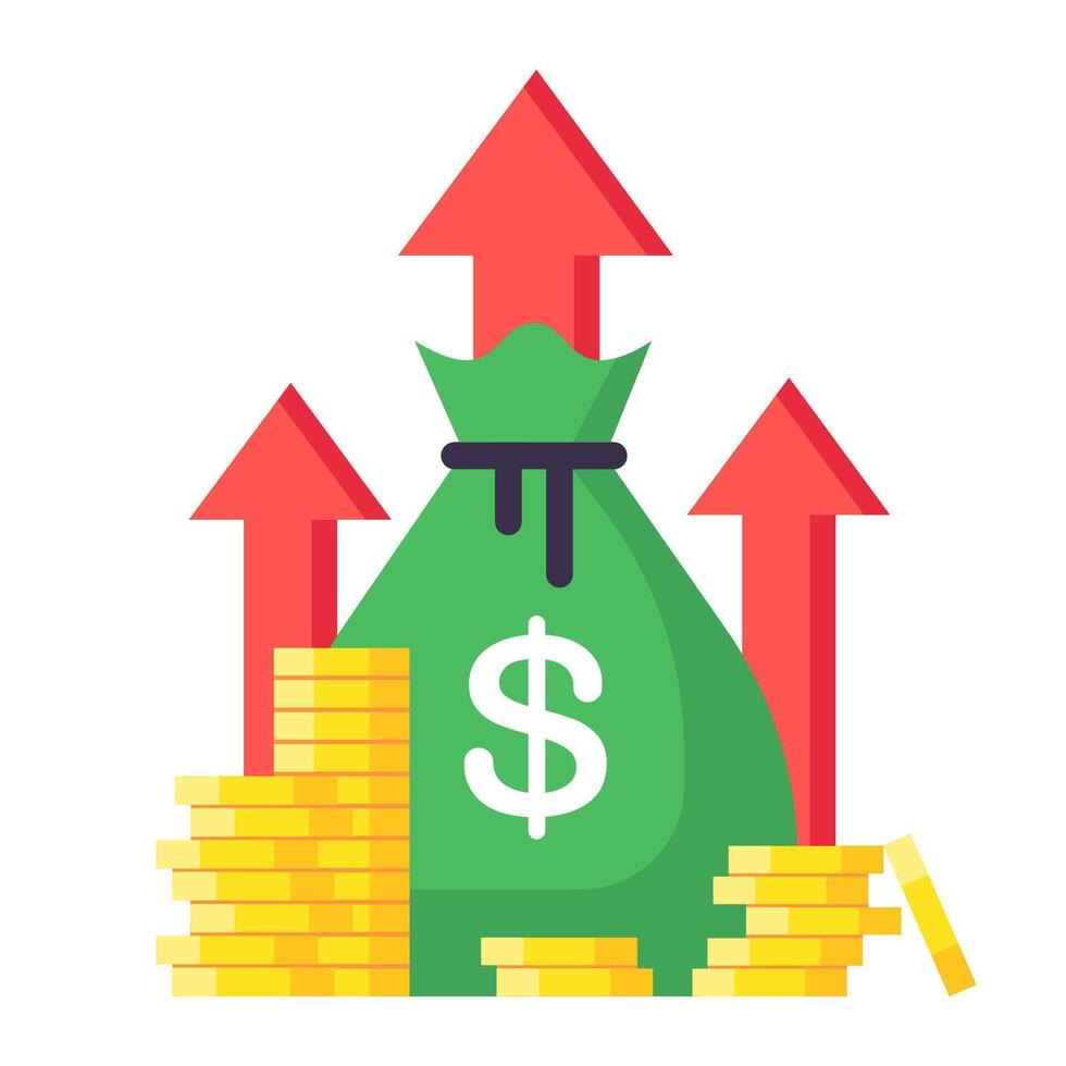 Einkommen Zunahme. finanziell Strategie, hoch Rückkehr auf Investition, Budget Balance isoliert Vektor Illustration