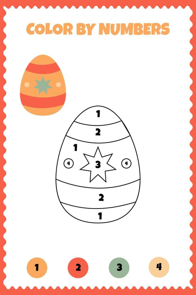Vektor Vorlage zum Färbung durch Zahlen mit Ostern Ei