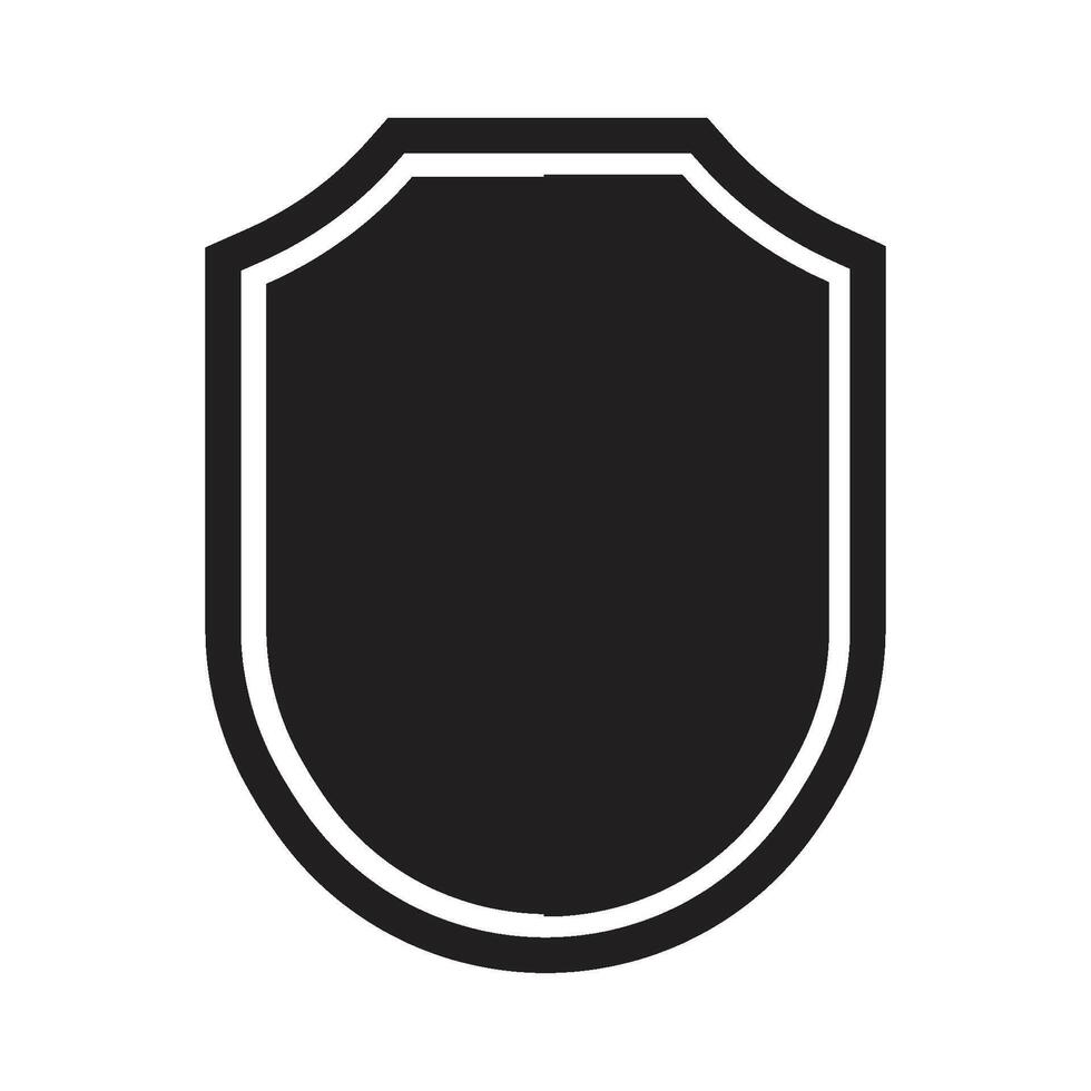 svart skydda ikon med runda botten ram vektor