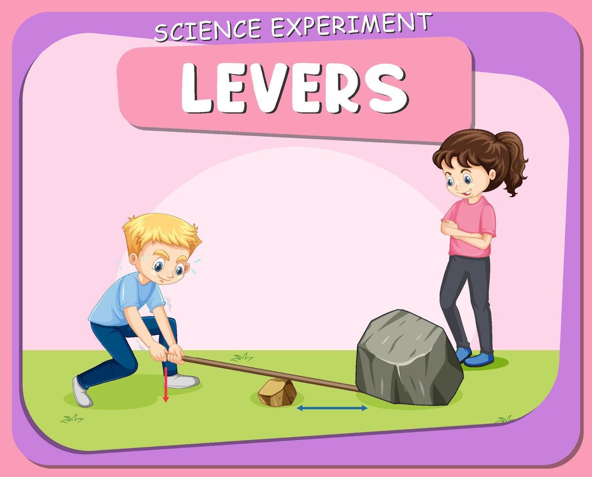 hebelt wissenschaftsexperiment poster mit kindercharakter vektor