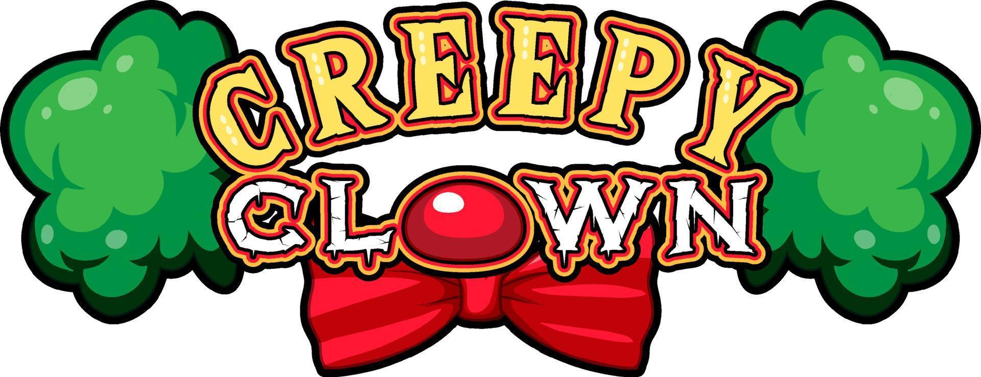 läskig clownordlogotyp med clownperuk och rosett vektor