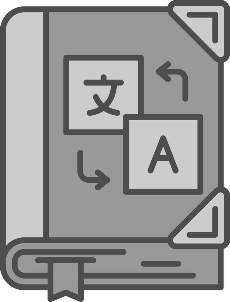 språk inlärning linje fylld gråskale ikon vektor