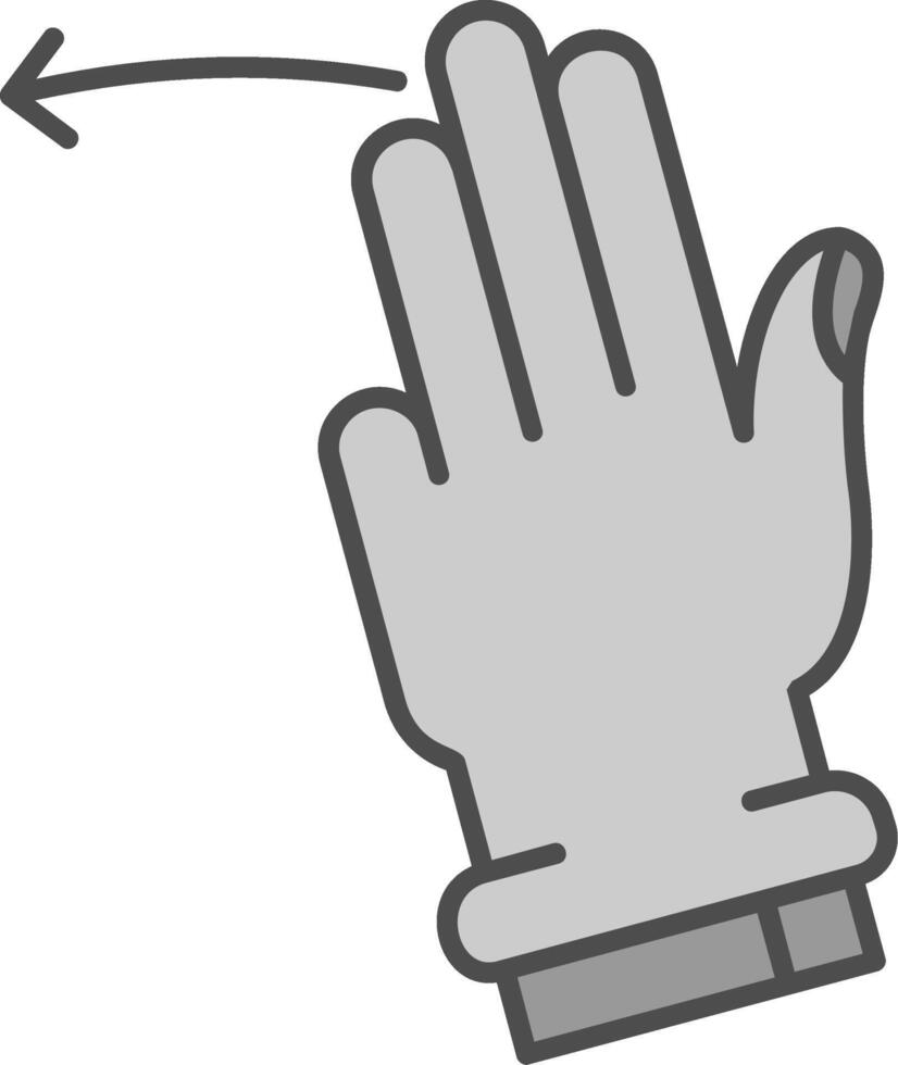 drei Finger links Linie gefüllt Graustufen Symbol vektor