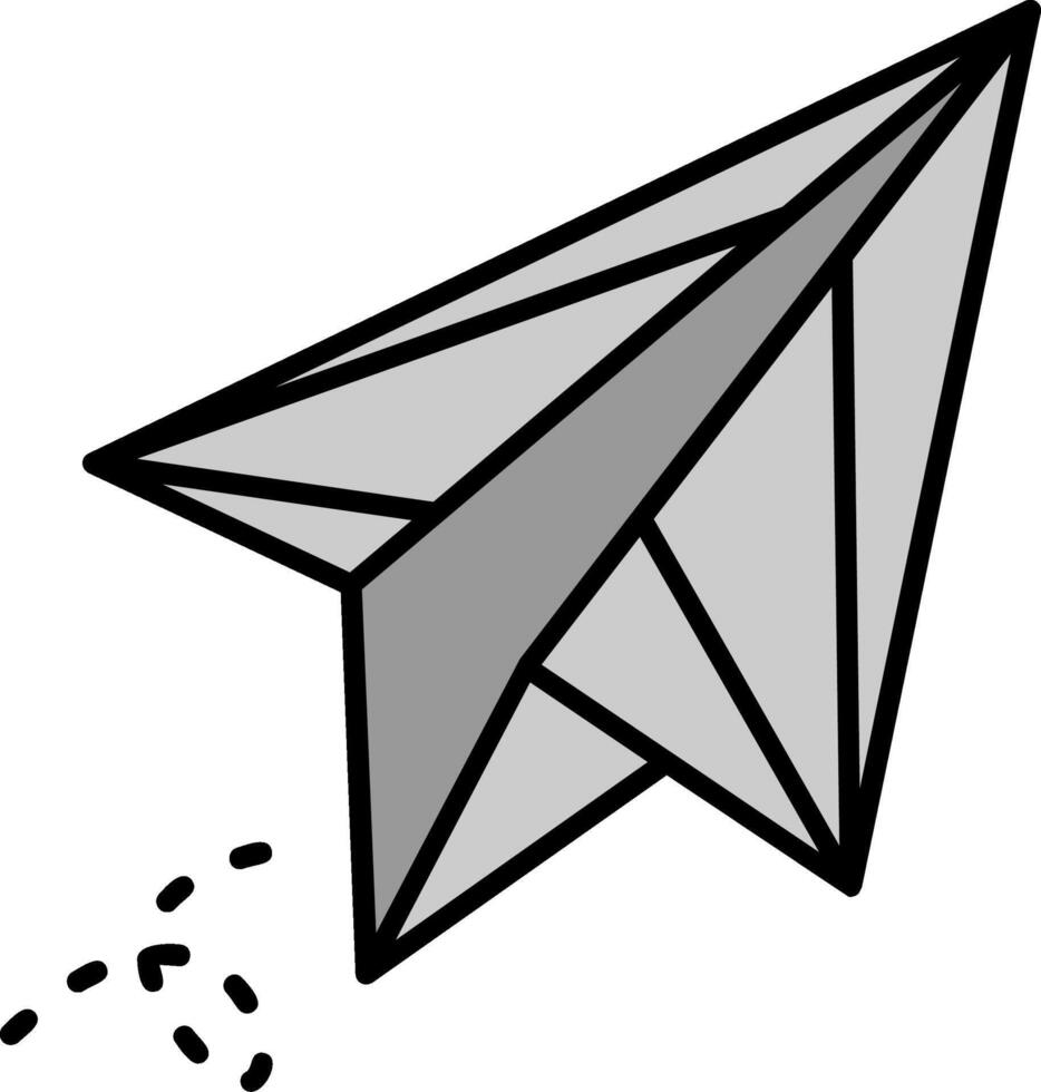 Papier Flugzeug Linie gefüllt Graustufen Symbol vektor