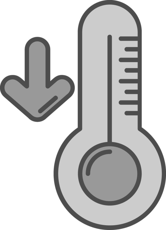låg temperatur linje fylld gråskale ikon vektor