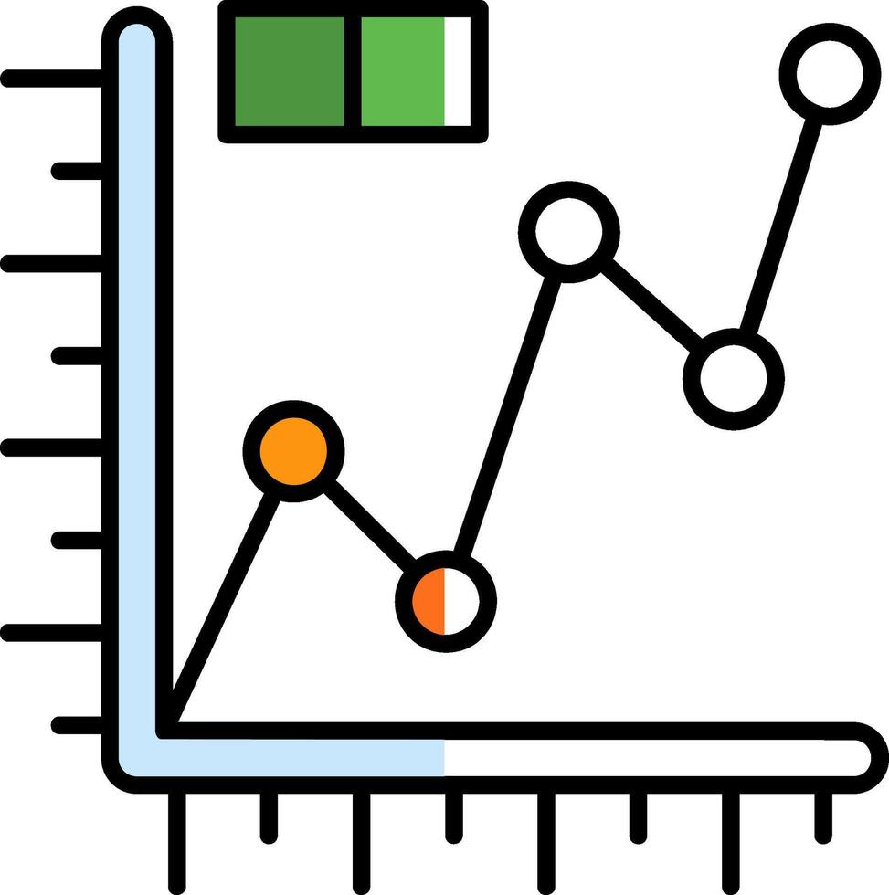 Linie Graph gefüllt Hälfte Schnitt Symbol vektor