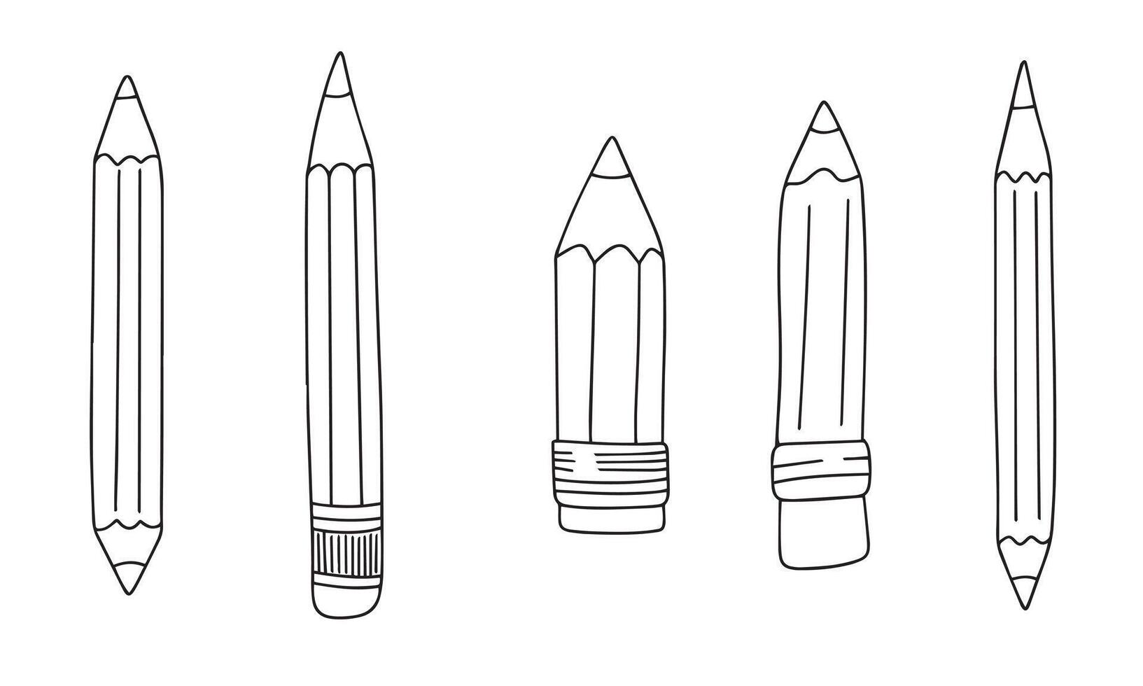 Sammlung von pensil im Gekritzel Stil. Hand gezeichnet Vektor Kunst.