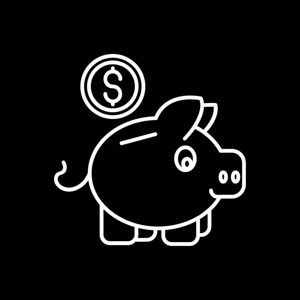 Sparschwein Linie umgekehrtes Symbol vektor