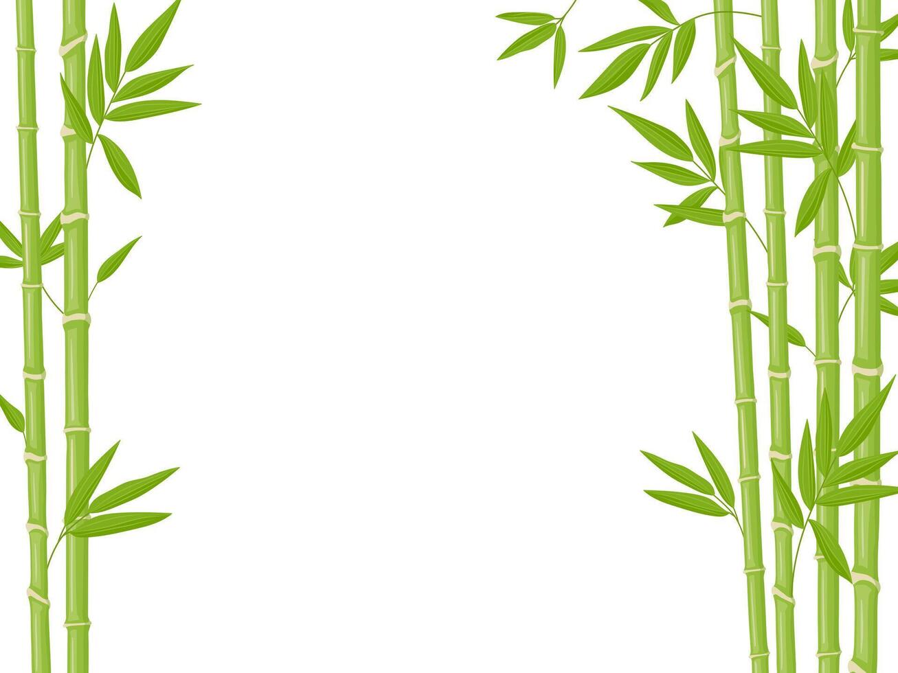 bambu bakgrund. asiatisk färsk grön bambu stjälkar, naturlig bambu växt bakgrund, pinne växter med lövverk vektor illustration