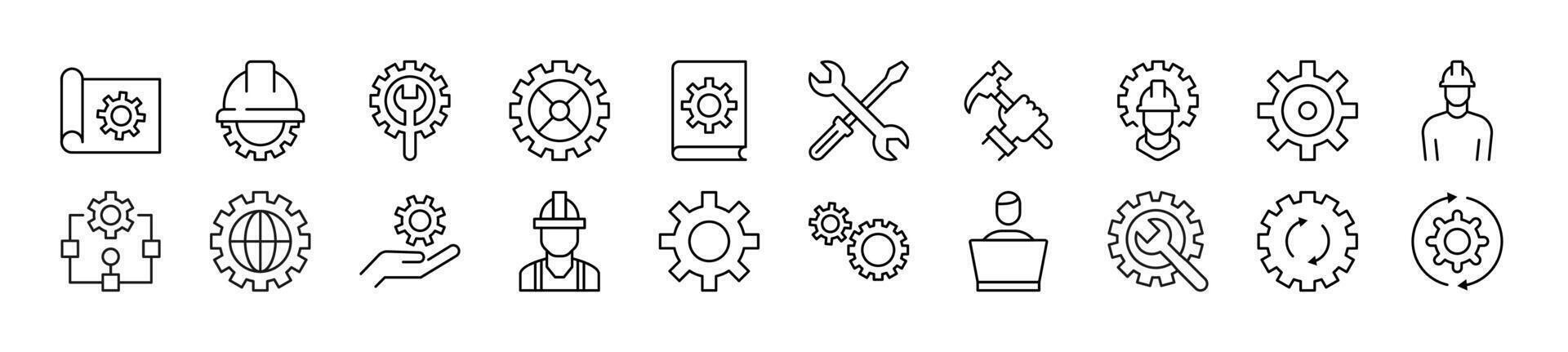 Gebäude Linie Symbole Sammlung. editierbar Schlaganfall. einfach linear Illustration zum Netz Websites, Zeitungen, Artikel Buch vektor