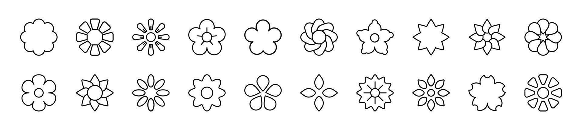 Blume Linie Symbole Sammlung. editierbar Schlaganfall. einfach linear Illustration zum Netz Websites, Zeitungen, Artikel Buch vektor