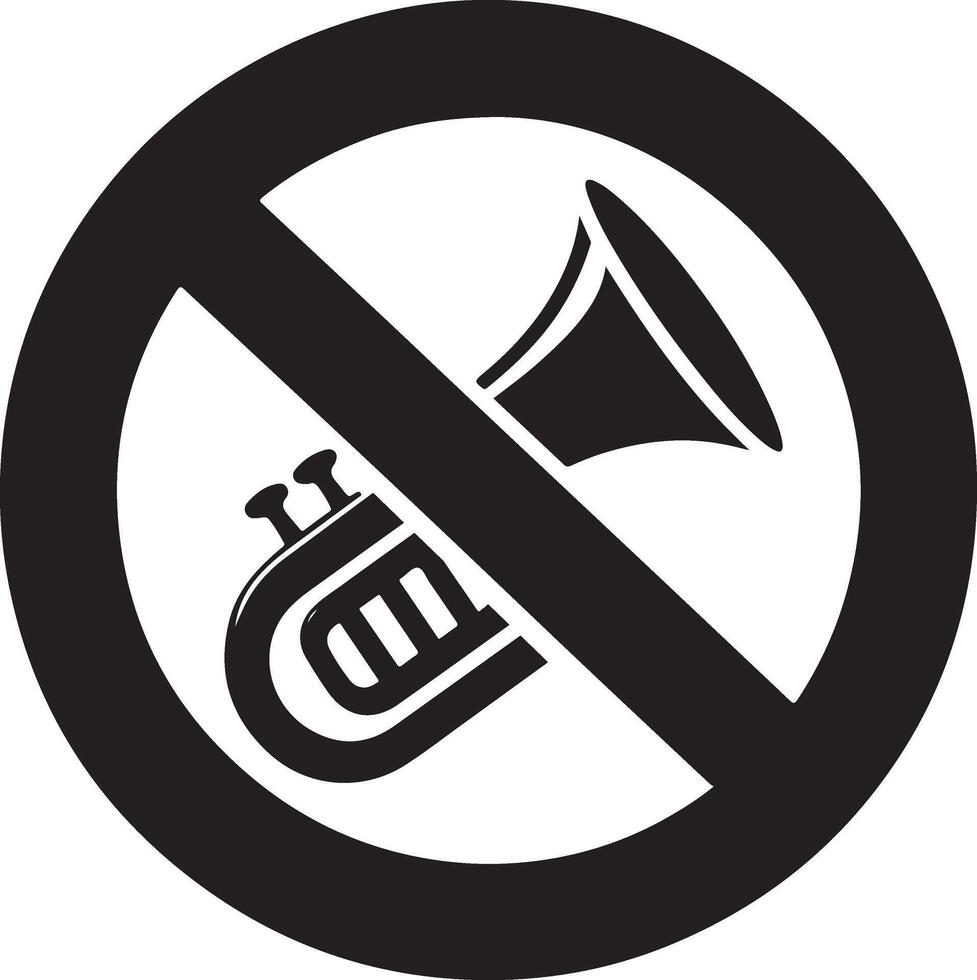 tun nicht verwenden Horn Symbol Vektor Silhouette, schwarz Farbe, halt Horn, Weiß Hintergrund 17