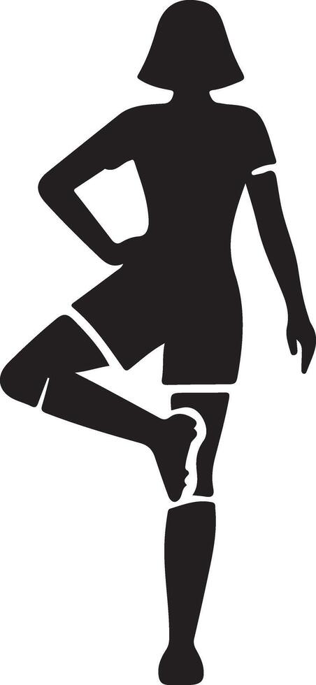 Fußball Spieler Pose Vektor Symbol im eben Stil schwarz Farbe Silhouette, Weiß Hintergrund 5