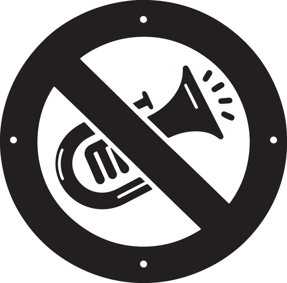 tun nicht verwenden Horn Symbol Vektor Silhouette, schwarz Farbe, halt Horn, Weiß Hintergrund 3