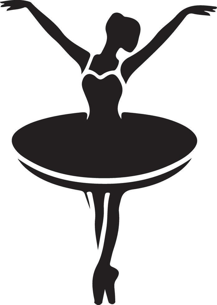 Ballerina tanzen Vektor Symbol im eben Stil schwarz Farbe Silhouette Weiß Hintergrund 2