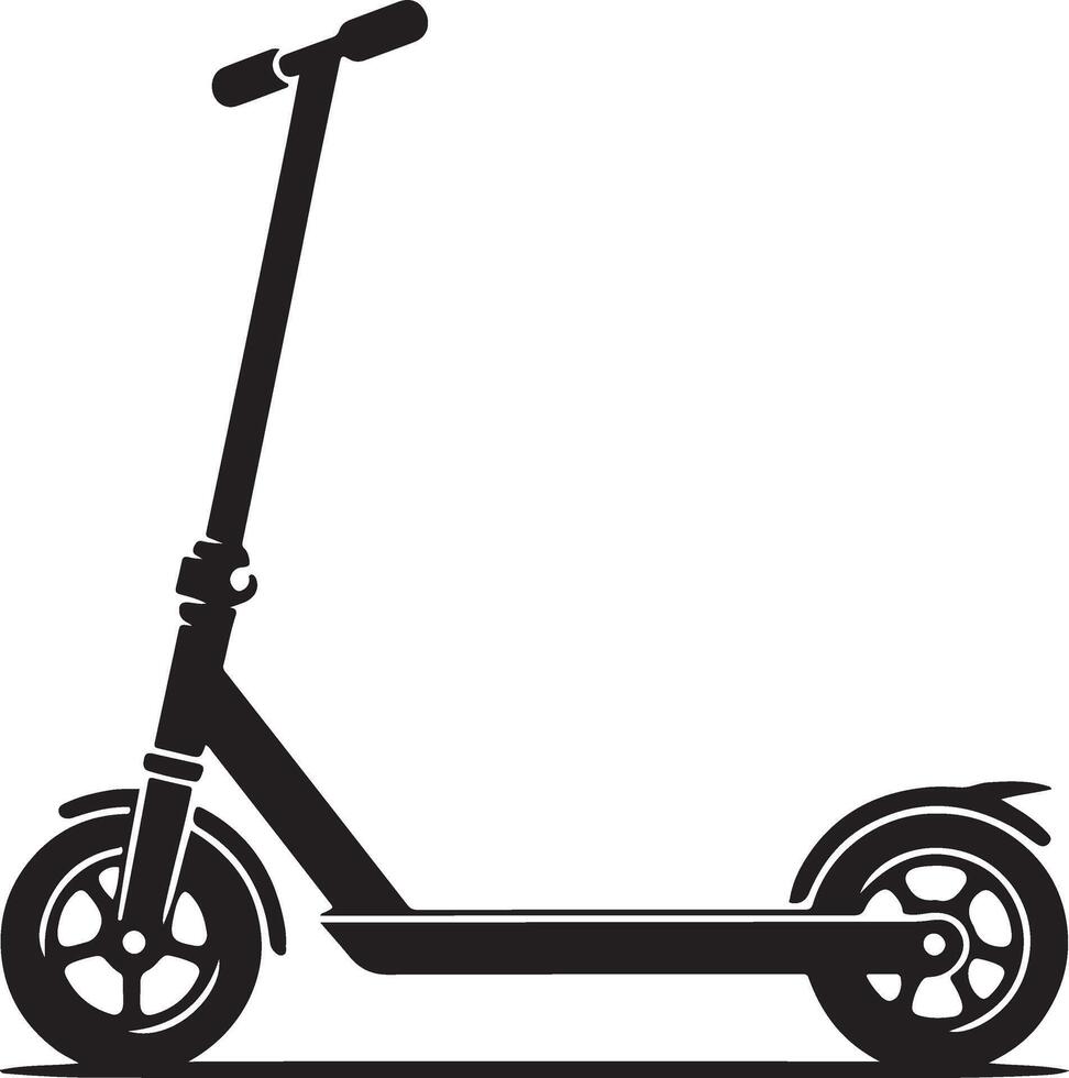 minimal zwei auf Rädern trete Roller Vektor schwarz Farbe Silhouette, Weiß Hintergrund 5