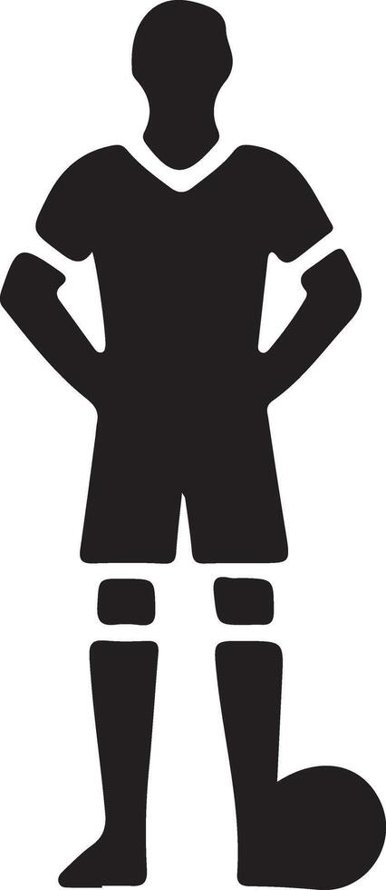 Fußball Spieler Pose Vektor Symbol im eben Stil schwarz Farbe Silhouette, Weiß Hintergrund 30