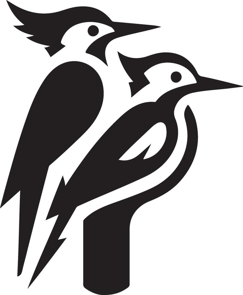 hackspettar fågel logotyp begrepp, svart Färg silhuett, vit bakgrund 12 vektor