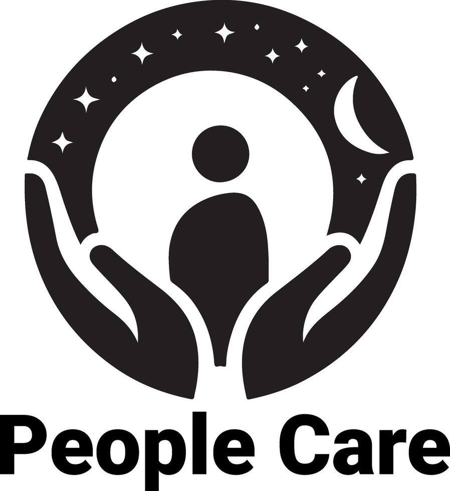 minimal Menschen Pflege Logo Vorlage, Logo Vektor, schwarz Farbe Silhouette, Weiß Hintergrund vektor