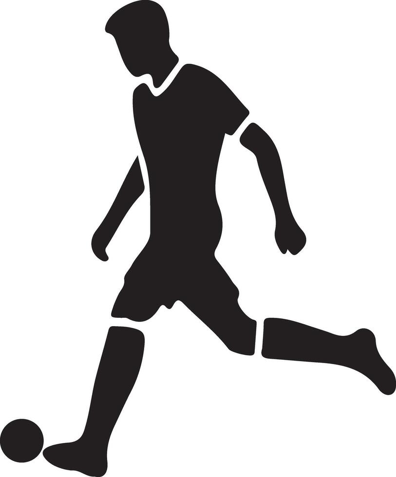 Fußball Spieler Pose Vektor Symbol im eben Stil schwarz Farbe Silhouette, Weiß Hintergrund 14