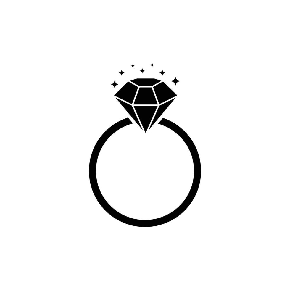 Diamant Engagement Ring Symbol . Ring mit Edelstein. Ring Diamant Engagement. Hochzeit Ring mit Diamant Symbol isoliert Vektor Illustration