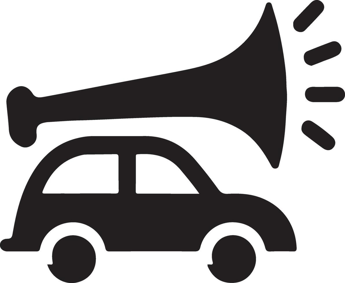 minimal Auto Horn Symbol Vektor Silhouette, schwarz Farbe, halt Horn, Weiß Hintergrund 6