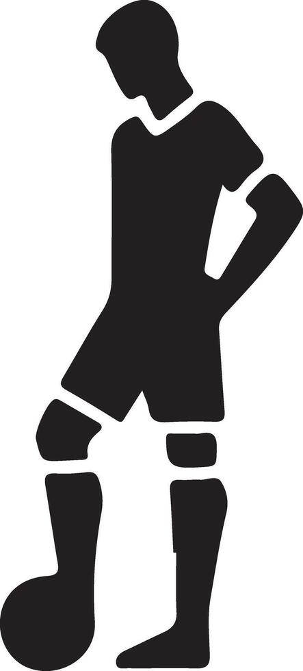 Fußball Spieler Pose Vektor Symbol im eben Stil schwarz Farbe Silhouette, Weiß Hintergrund 28