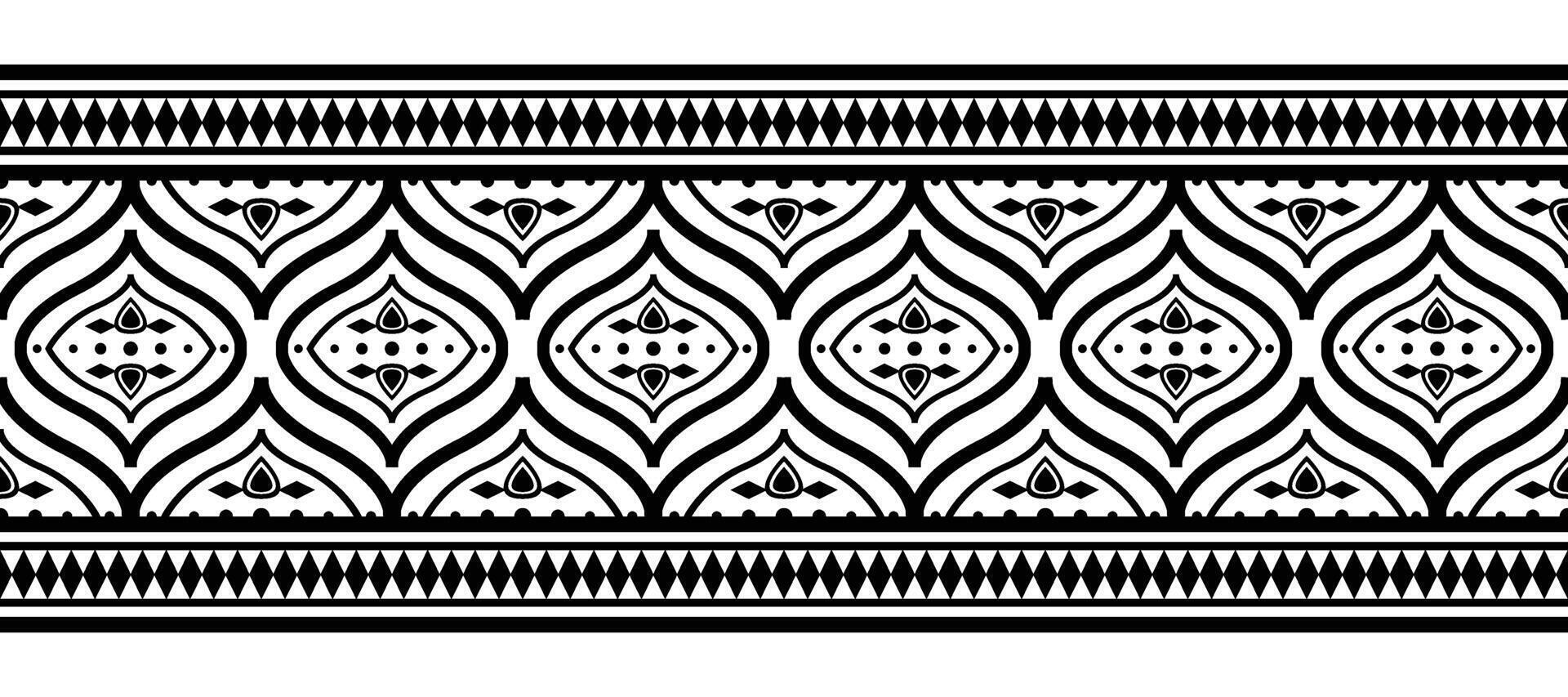 ethnisch Rand Ornament Vektor Illustration. geometrisch ethnisch orientalisch nahtlos Muster. einheimisch amerikanisch Mexikaner afrikanisch indisch Stammes- Stil. Design Grenze, Textil, Stoff, Kleidung, Teppich, Batik.