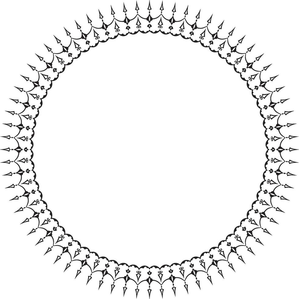 Vektor schwarz einfarbig runden Türkisch Ornament. Ottomane Kreis, Ring, Rahmen