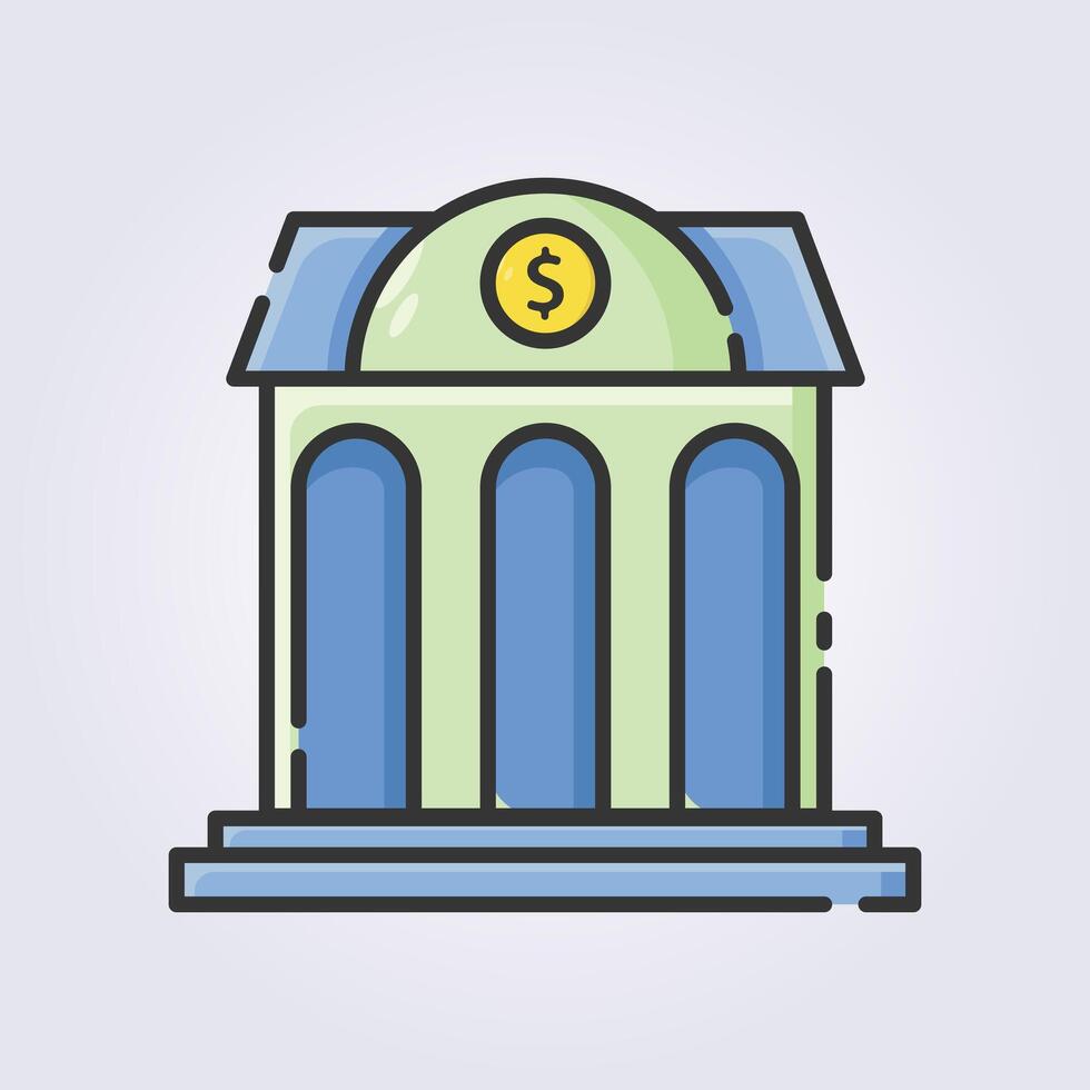 färgad översikt Bank arkitektur ikon logotyp vektor illustration design