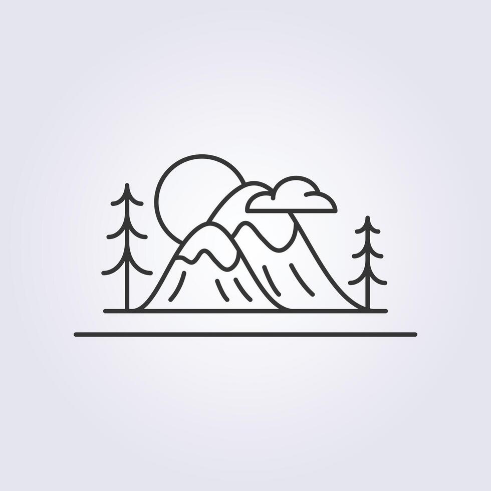 Berg Gliederung Symbol Vektor Illustration Logo Design