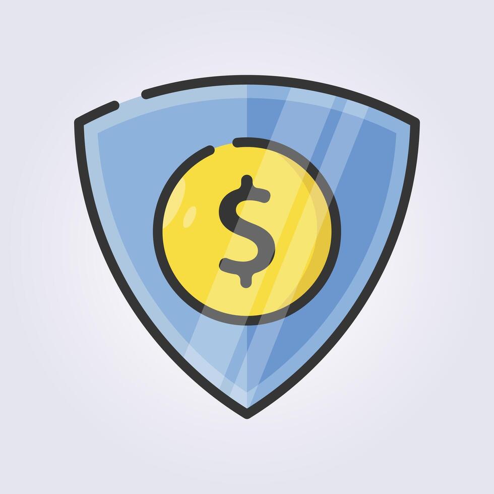 färgad översikt pengar skydda skydd ikon logotyp vektor illustration design