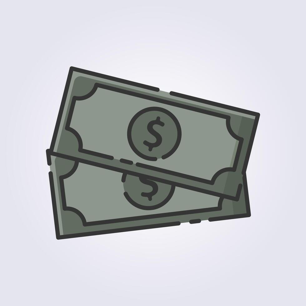 farbig Gliederung Papier Geld Symbol Logo Vektor Illustration Design