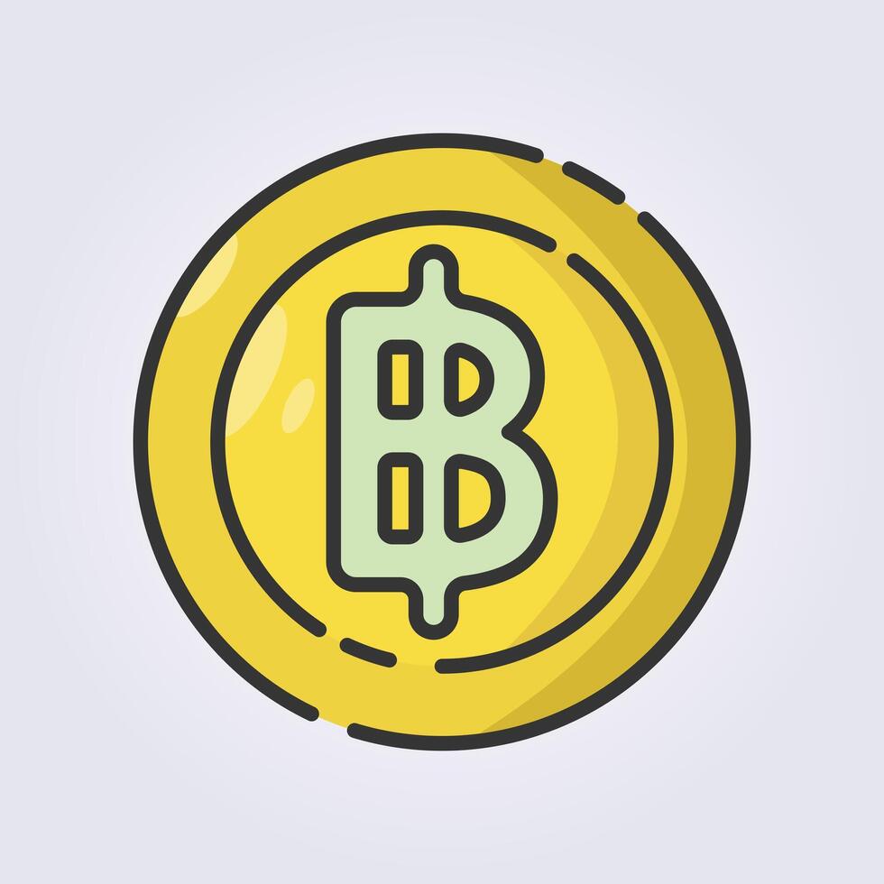 farbig Gliederung Bitcoin Krypto Währung Symbol Logo Vektor Illustration Design