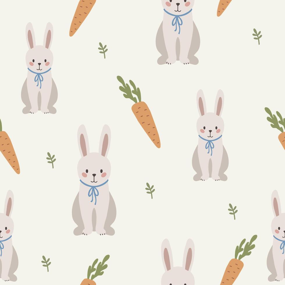 Hase nahtlos Muster, Ostern Hase Hand gezeichnet süß Kinder Hintergrund, Jahrgang retro Palette vektor