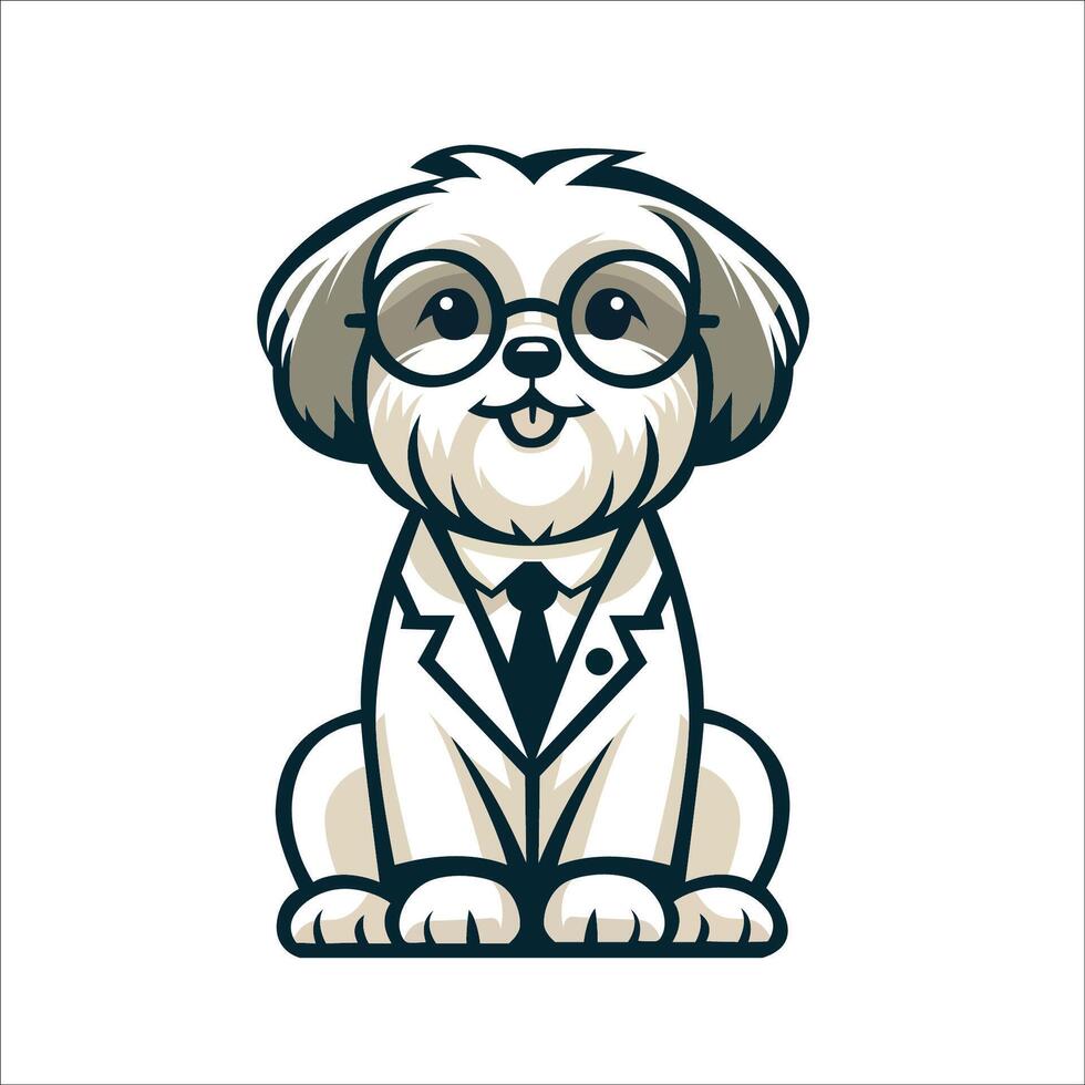 ai genererad shih tzu hund läkare Sammanträde och ser upp illustration vektor