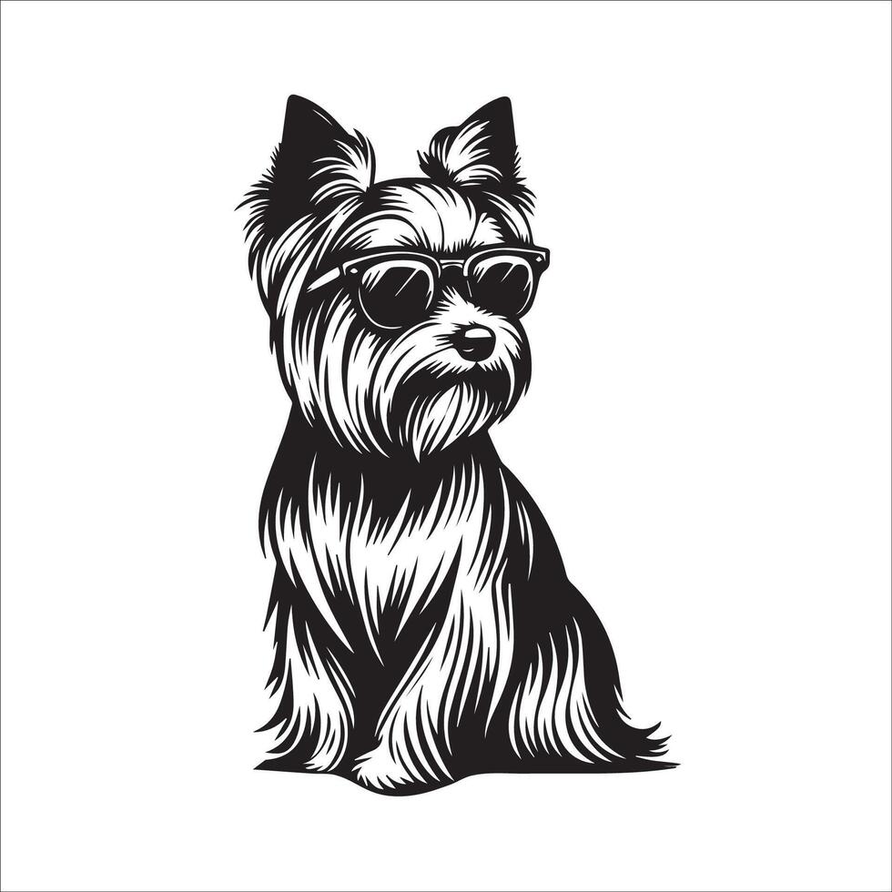 ai genererad silkig terrier hund bär solglasögon illustration vektor