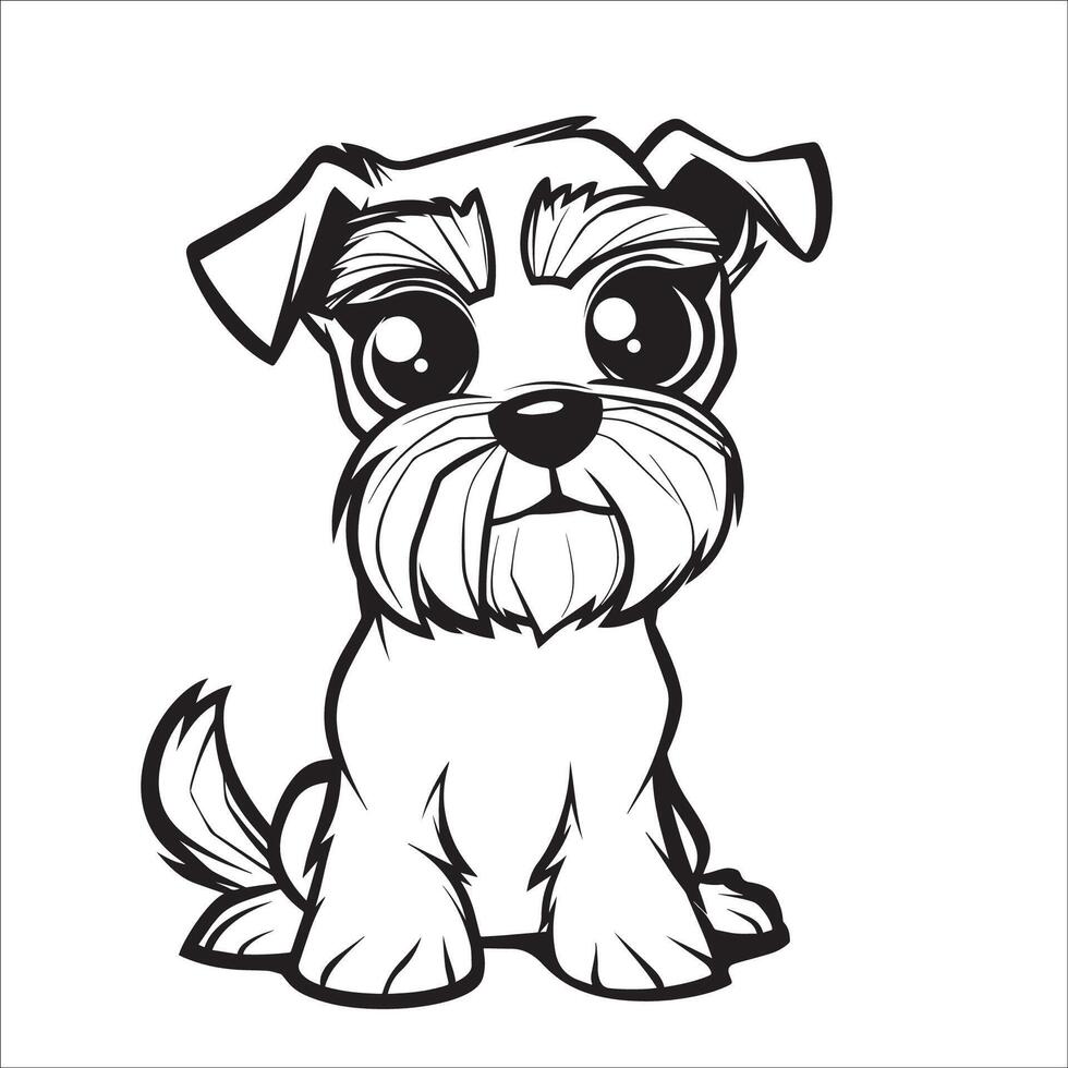 ai generiert ein Vektor Illustration von ein schwarz und Weiß Miniatur Schnauzer Hund Sitzung