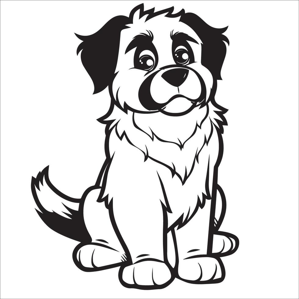 ai genererad Leonberger hund är en Sammanträde vektor illustration i svart och vit
