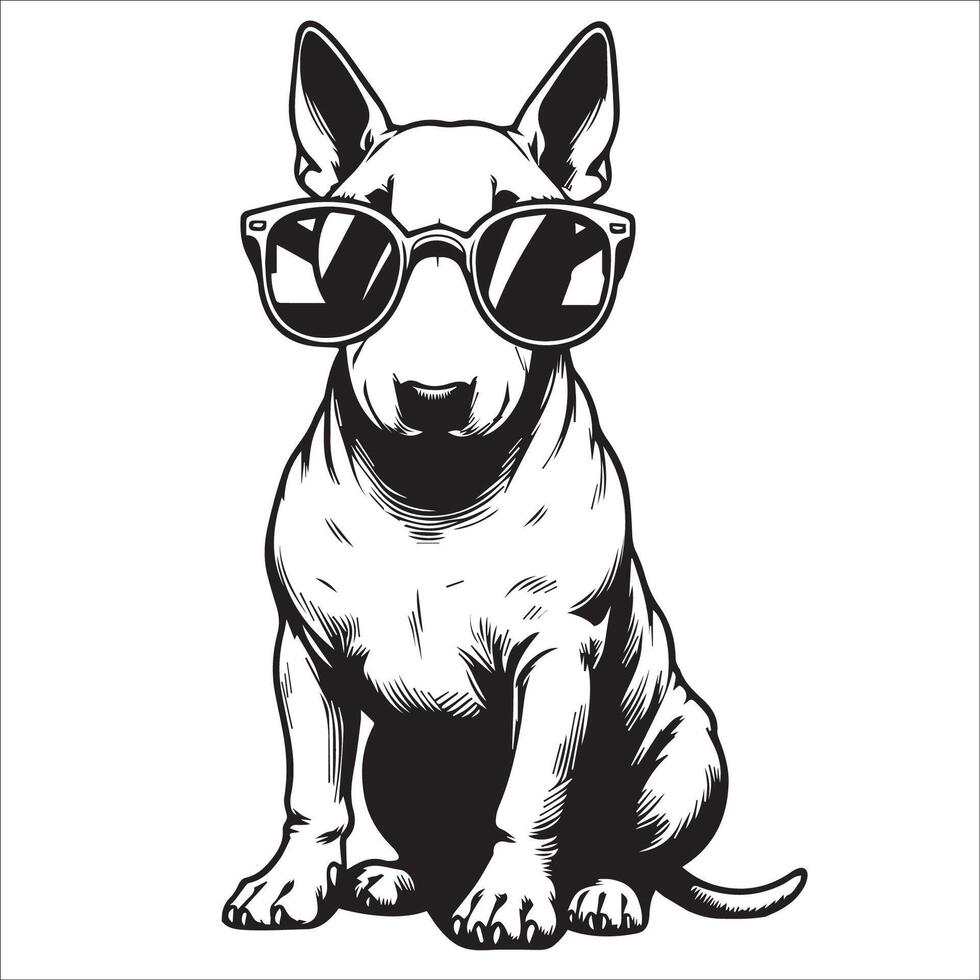 ai generiert Stier Terrier Hund tragen Sonnenbrille Illustration vektor