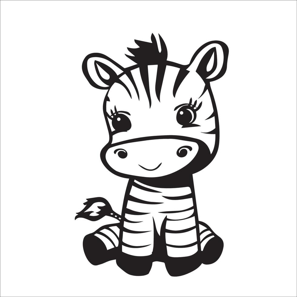 ai generiert ein Vektor Illustration von ein schwarz und Weiß Zebra Sitzung