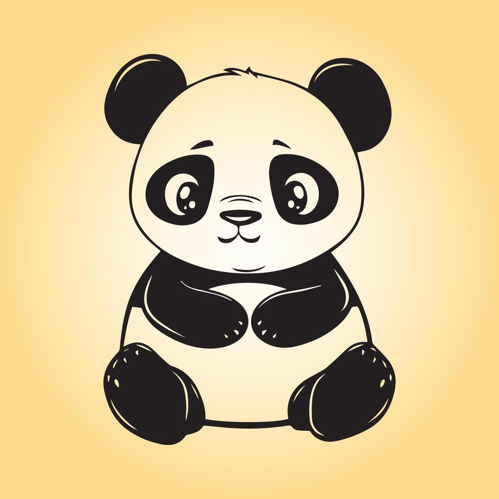 ai generiert Riese Panda ist ein Sitzung Vektor Illustration im schwarz und Weiß