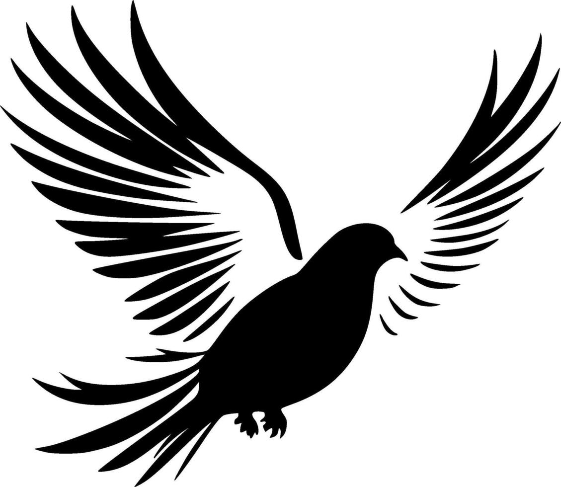 Taube Vogel - - schwarz und Weiß isoliert Symbol - - Vektor Illustration
