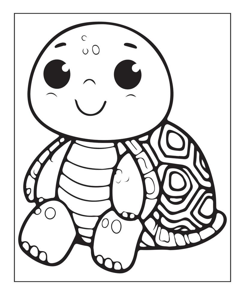 ai generiert süß Schildkröte Färbung Seite zum Kinder vektor