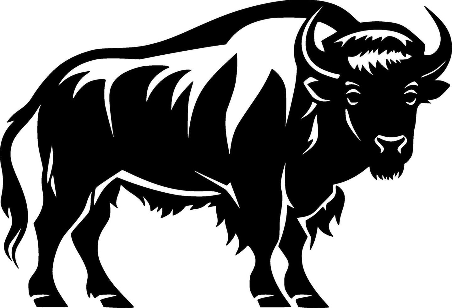 bison - svart och vit isolerat ikon - vektor illustration